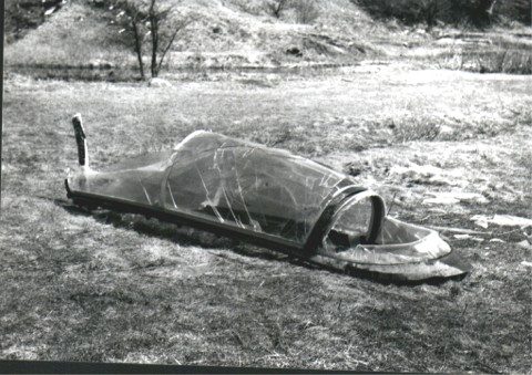 Wreckage of the B-47 canopy in a field near Collins, NY