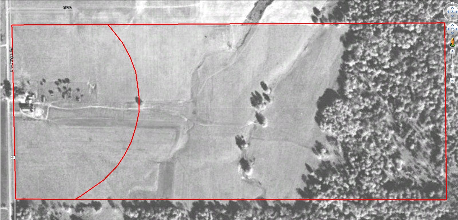 1951 aerial photograph of the crash-site area.