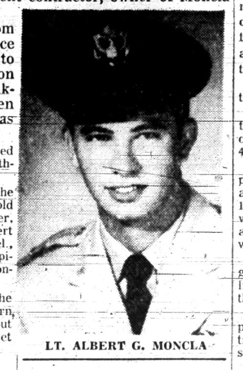 Period newspaper portrait of Lt. Albert G. Moncla in uniform
