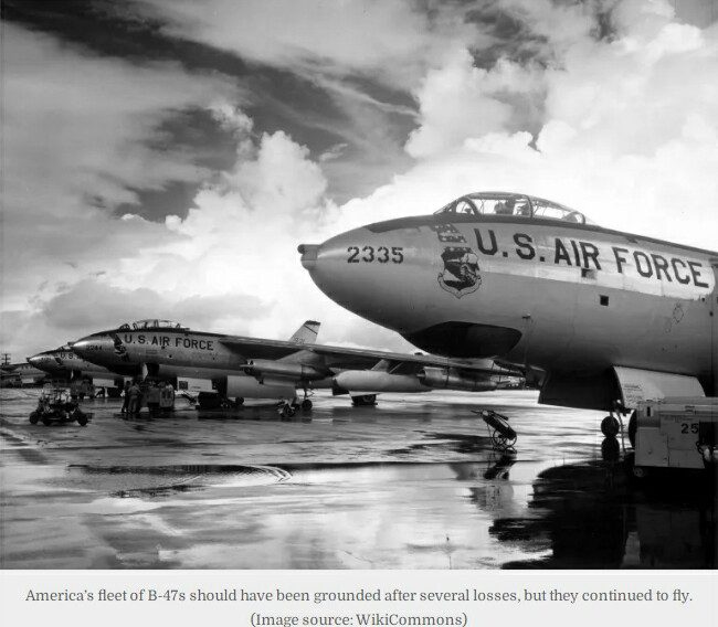 Grounded B-47 aircraft on the tarmac
